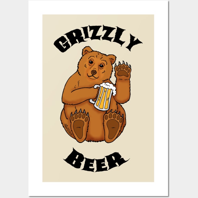 Grizzly Beer Wall Art by HonuHoney